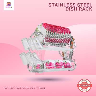 Picture of 2 Layer Dish Drainer Rack Stainless Steel