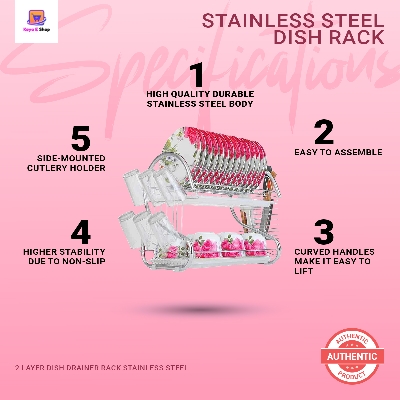 Picture of 2 Layer Dish Drainer Rack Stainless Steel