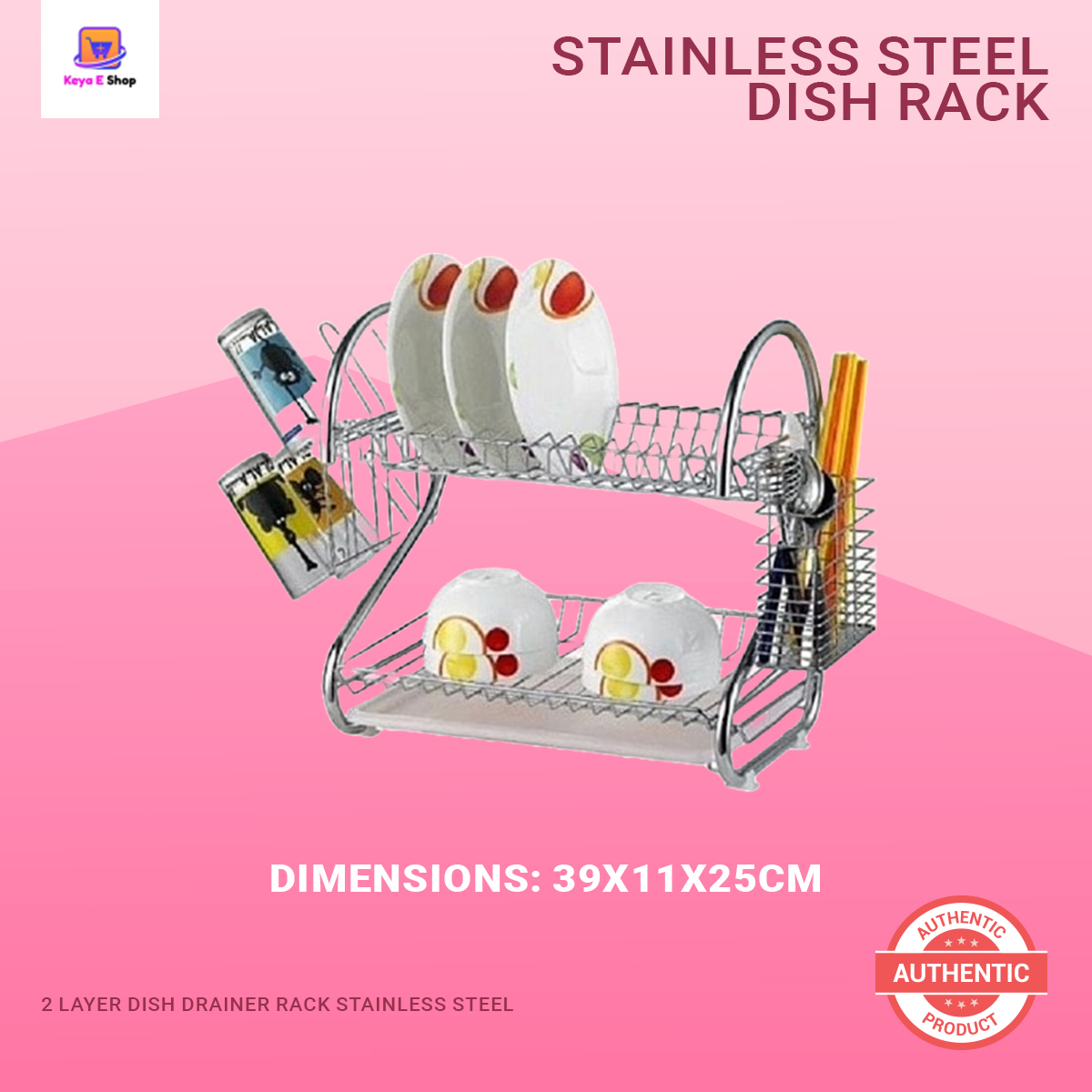Picture of 2 Layer Dish Drainer Rack Stainless Steel