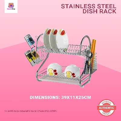 Picture of 2 Layer Dish Drainer Rack Stainless Steel