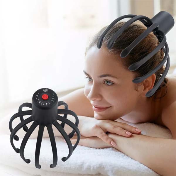 Picture of Electric Octopus Claw Scalp Massager Stress Relief Head Massager (Black,Skin)