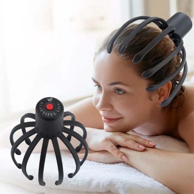 Picture of Electric Octopus Claw Scalp Massager Stress Relief Head Massager (Black,Skin)