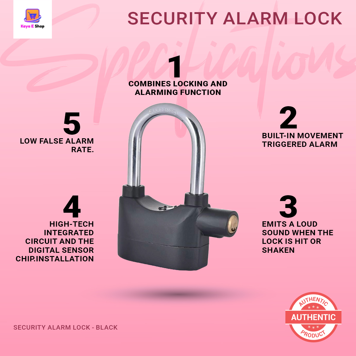 Picture of Security Alarm Lock - Black