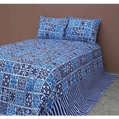 Picture of Double Size (7.5 x 8.5 Feet) Cotton Blend - Flat Type Hand Washable Bed Sheet Set With Matching 2 Pillow Covers
