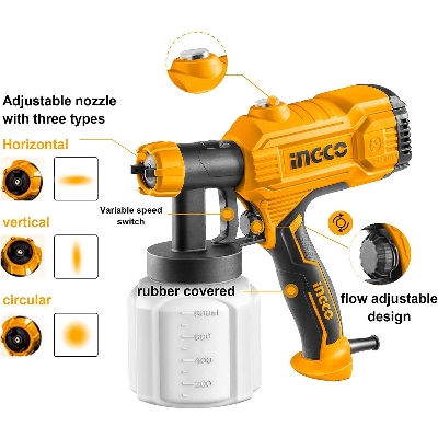 Picture of Electric Spray Paint Gun Machine Ingco 450W Industrial SPG3508 - Yellow