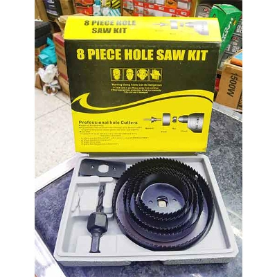 Picture of 8PCS Hole Saw Kit 64mm-127mm Drill Bit Set perfect for Woodworking, PVC Plastic Board and Pipes - Black