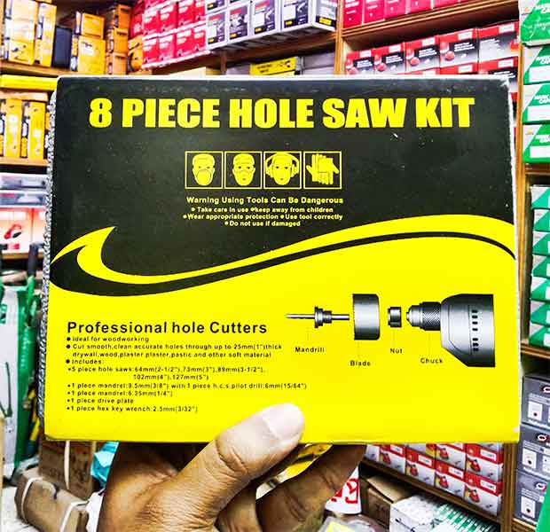 Picture of 8PCS Hole Saw Kit 64mm-127mm Drill Bit Set perfect for Woodworking, PVC Plastic Board and Pipes - Black