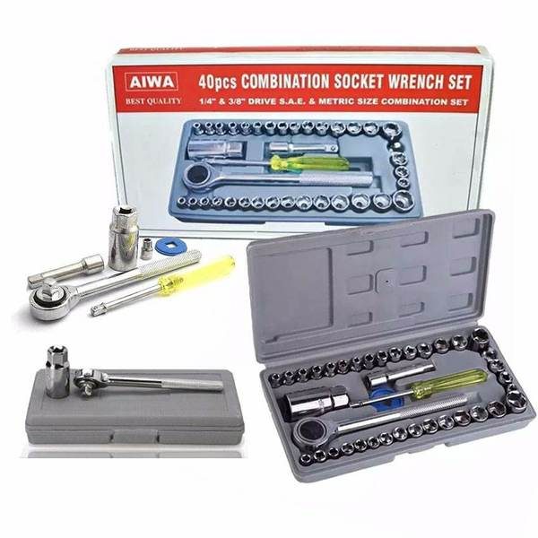 Picture of Aiwa 40 Pcs Combination Socket Wrench Tool Set With Box - White