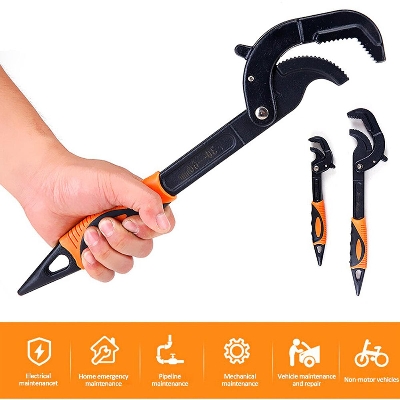 Picture of 9-32mm Universal Wrench Pipe Wrench Open End Spanner Set High-carbon Steel Adjustable Wrench Snap-N Grip Multifunction Hand Tool - Black