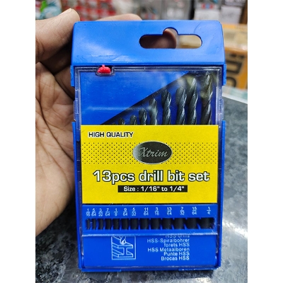Picture of 13Pcs HSS Drill Bit Set 1.5-6.5mm Twist Drill Bit 1/16-1/4 Inch Hex Shank Drive Quick Change High Speed For Drill Machine Chuck - Black