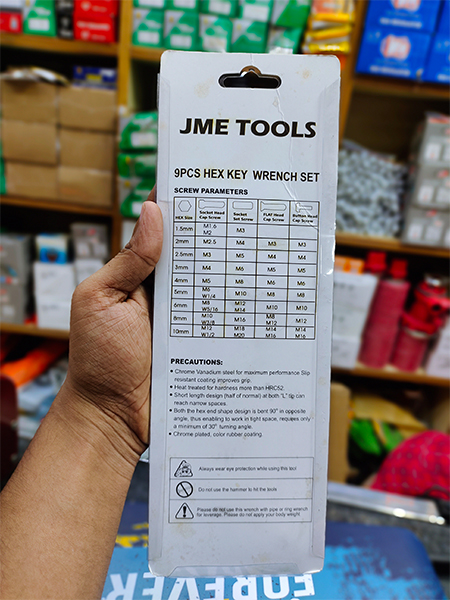 Picture of JME BRAND 9pcs Long Arm Hex Key Set Allen Wrench (1.5/2/2.5/3/4/5/6/8/10mm) - Blue