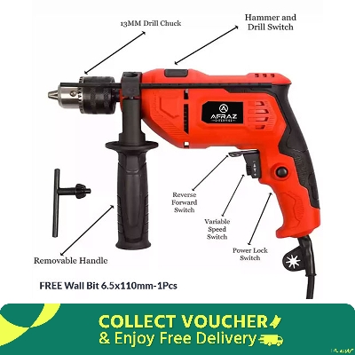 Picture of Impact drill machine 13mm reversible hammer driver variable speed - Simple to Use - Red