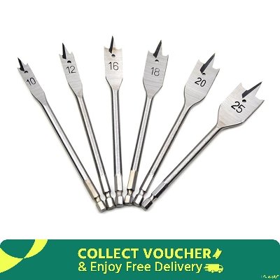 Picture of 6Pcs Wood Flat Drill Sets 10mm-25mm Steel Woodworking Spade Drill Bits Hex Shank Flat Drill Hole Puncher Sets Woodworking Tool - Blue