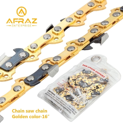 Picture of 16 Inch Electric Chain Saw Chain Yellow Gold Steel Chainsaw Chain - Gold