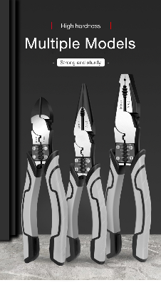 Picture of Combination Pliers 8" Stripper/Crimper/Cutter Heavy Duty Wire Pliers Diagonal Pliers Hand Tools - Grey