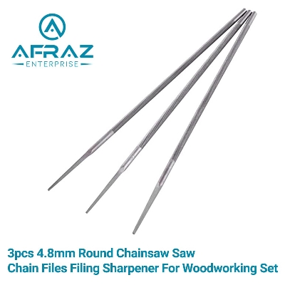 Picture of 3pcs 3/16" 4.8mm Round Chainsaw Saw Chain Files Filing Sharpener For Woodwork - White