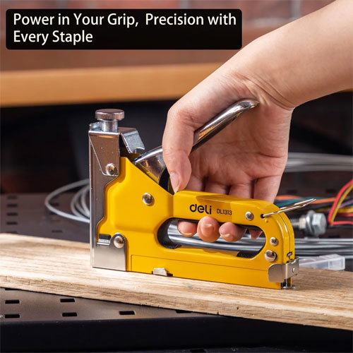 Picture of 3-in-1 Heavy Duty Staple Gun Stapler Tacker + 600 Nails Woodworking Hand Tool Manual Staplers - Black