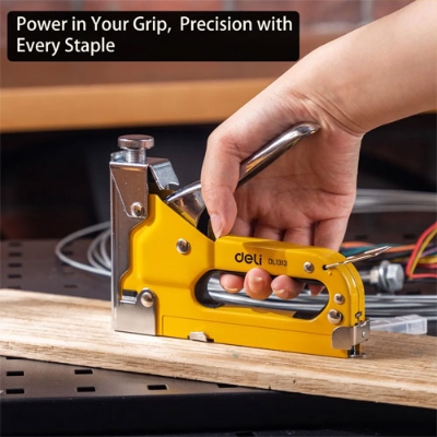 Picture of 3-in-1 Heavy Duty Staple Gun Stapler Tacker + 600 Nails Woodworking Hand Tool Manual Staplers - Black