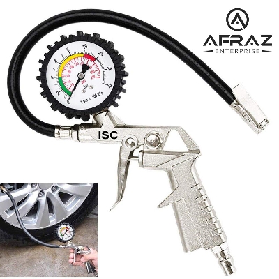 Picture of Tyre Pressure Gauge & Infator Gun Car, Bike, Truck Dial Tyre Air Pressure Gauge Tester Tool and Air Inflating