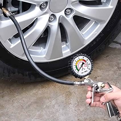 Picture of Tyre Pressure Gauge & Infator Gun Car, Bike, Truck Dial Tyre Air Pressure Gauge Tester Tool and Air Inflating