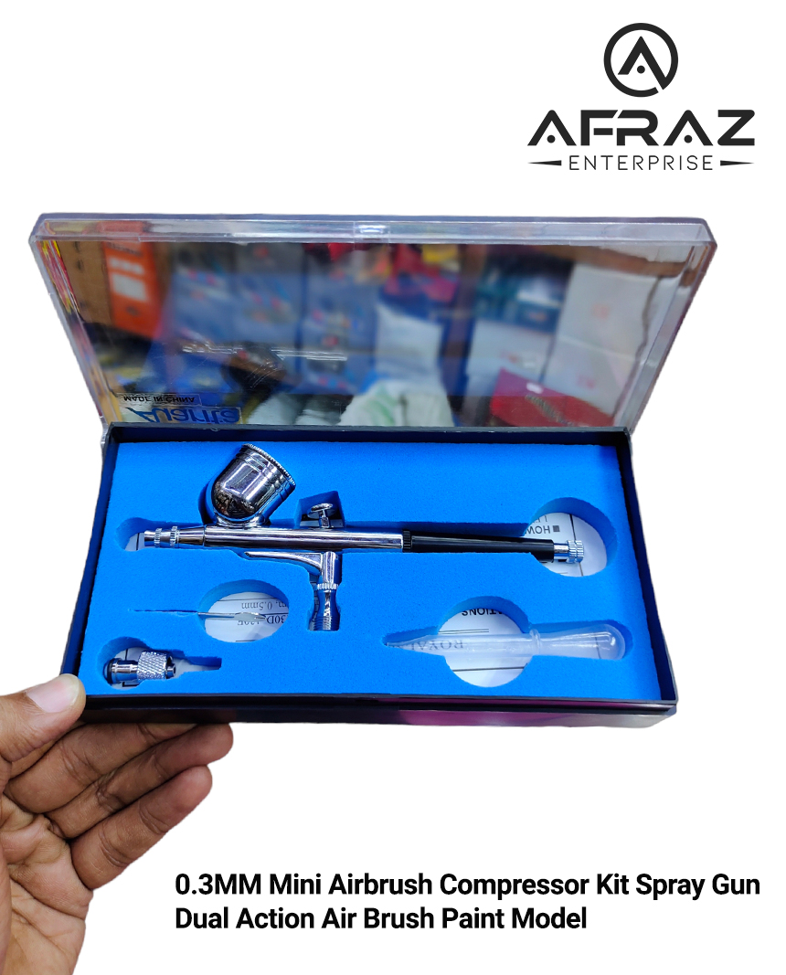Picture of 0.3MM Mini Airbrush Compressor Kit Spray Gun Dual Action Air Brush Paint Model Auarita Brand - White