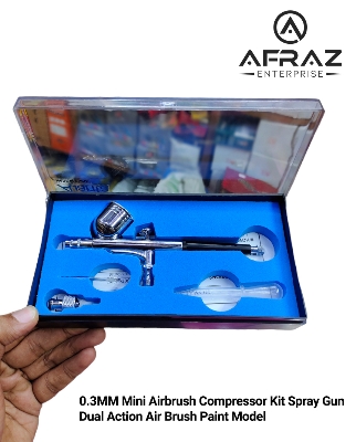 Picture of 0.3MM Mini Airbrush Compressor Kit Spray Gun Dual Action Air Brush Paint Model Auarita Brand - White