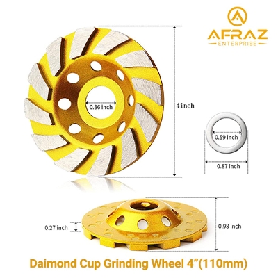Picture of 4" inch Diamond Segment Grinding Wheel Disc Grinder Cup Concrete Stone Cut - Gold