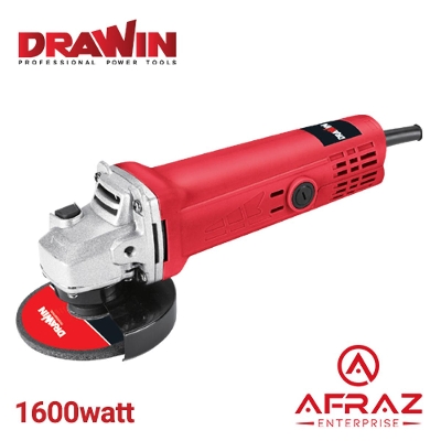 Picture of DRAWIN brand Angle Grinder machine 100mm (4") 1600W load speed 11000 back Switch, Angle Grinder DRAWIN brand - Red