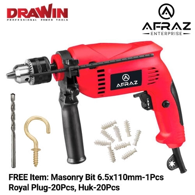 Picture of Professional 13mm Electric Drill Machine With Accessories - Red