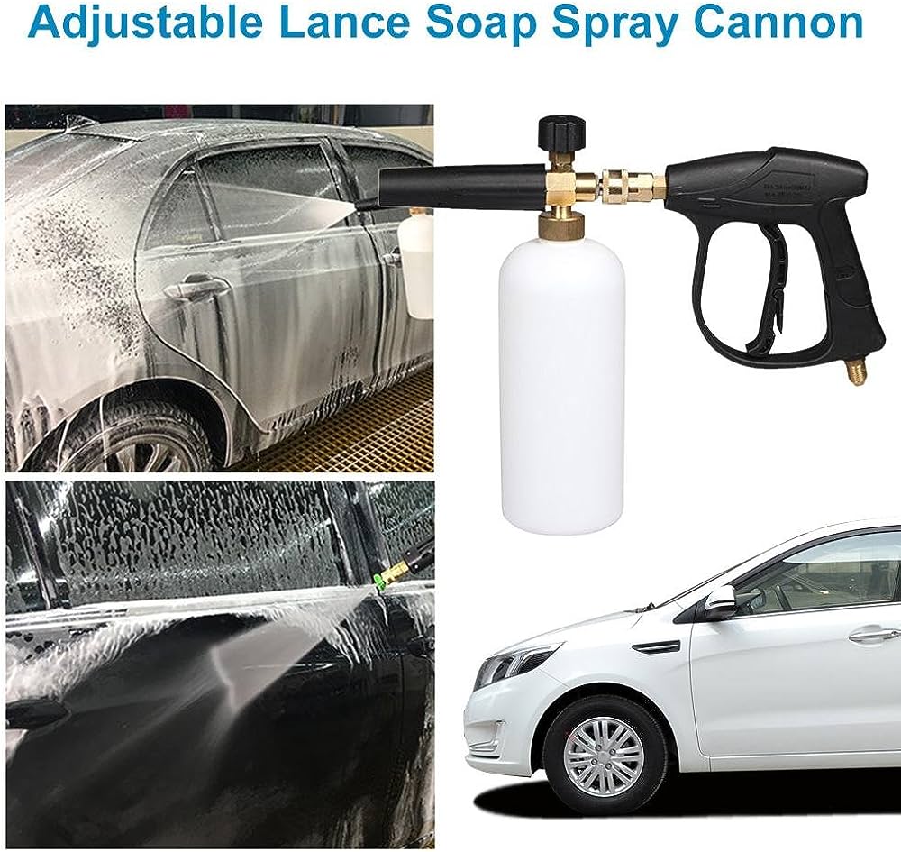 Picture of Adjustable Car Washer Snow Foam Gun+Lance Bottle Spray Cannon 1Liter Set - White