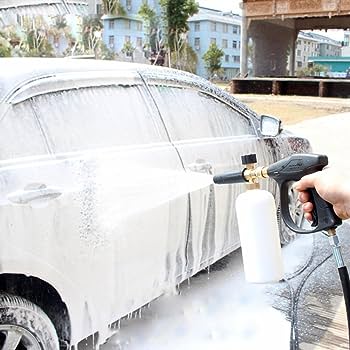 Picture of Adjustable Car Washer Snow Foam Gun+Lance Bottle Spray Cannon 1Liter Set - White
