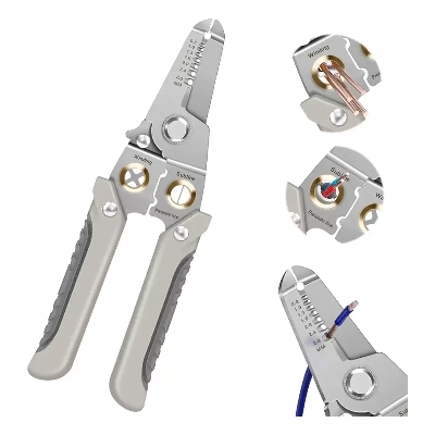 Picture of Wire Stripper And Crimping Tool for Electrician, Multifunction Stainless Steel Wire Puller Plier, 6 In 1 Cable Looping, Splitting, Cutting Pliers Electrical Stripping Tool