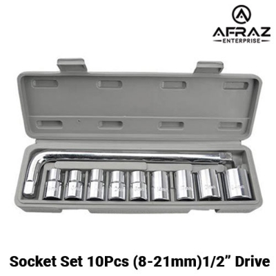 Picture of 10 pcs Socket Set (8-21 mm) 1/2" Drive - White