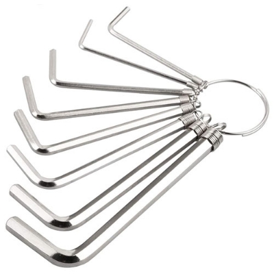 Picture of 8 In 1 Hex Key Allen Wrench Set 1.5mm to 6mm Metric Hand Tool Kit Box Key Chain - White