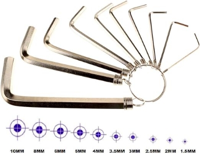 Picture of 8 In 1 Hex Key Allen Wrench Set 1.5mm to 6mm Metric Hand Tool Kit Box Key Chain - White