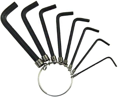 Picture of 8 In 1 Hex Key Allen Wrench Set 1.5mm to 6mm Metric Hand Tool Kit Box Key Chain Black Color - Black