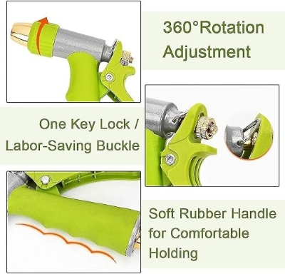 Picture of Nozzle Water Spray Gun, Car Wash Nozzle, High-Pressure Nozzle Spray Water Gun, Water Jet Hose Nozzles Pipe Quick 3 pcs Connector For Gardening, Bike, Car Wash, Window Cleaning