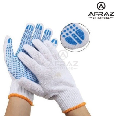 Picture of Cotton Lined PVC Dotted Hand Gloves 1 Pair - Black