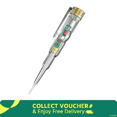 Picture of Intelligent Waterproof Voltage Tester Pen Power Voltage Detector Electricity Detector Test Pencil With High Brightness Led Light Electrical Indicator Tool With Screwdriver - White