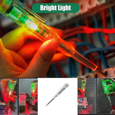 Picture of Intelligent Waterproof Voltage Tester Pen Power Voltage Detector Electricity Detector Test Pencil With High Brightness Led Light Electrical Indicator Tool With Screwdriver - White
