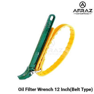 Picture of Multi-Purpose Adjustable Rubber Belt Strap Wrench and Steel Handle Adjustable Strap Filter Opener Wrench for Opening Filter, Pipe and Tin - Green 12 Inch