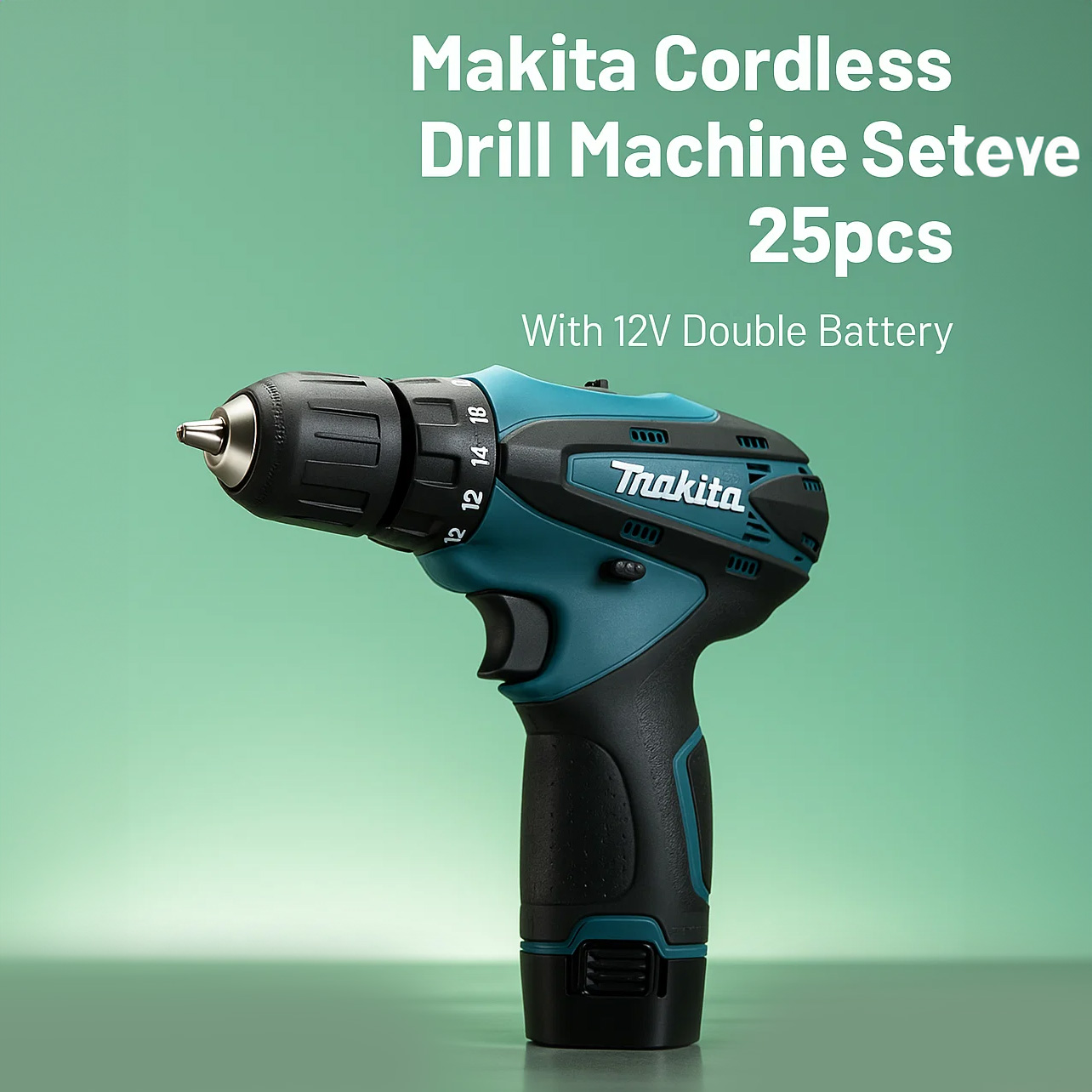 Picture of Cordless Drill Machine 12v 25Pcs Power Driver Combo Drills Kit + Double Battery MAKITA - Blue