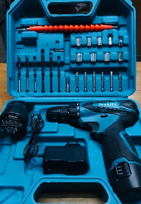 Picture of Cordless Drill Machine 12v 25Pcs Power Driver Combo Drills Kit + Double Battery MAKITA - Blue