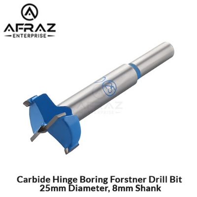 Picture of Carbide Hinge Boring Forstner Drill Bit, 25mm Diameter, 8mm Shank - Blue