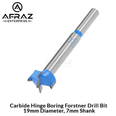 Picture of Carbide Hinge Boring Forstner Drill Bit, 19mm Diameter, 7mm Shank - Blue