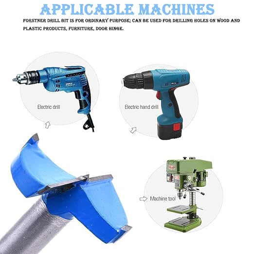 Picture of Carbide Hinge Boring Forstner Drill Bit, 19mm Diameter, 7mm Shank - Blue