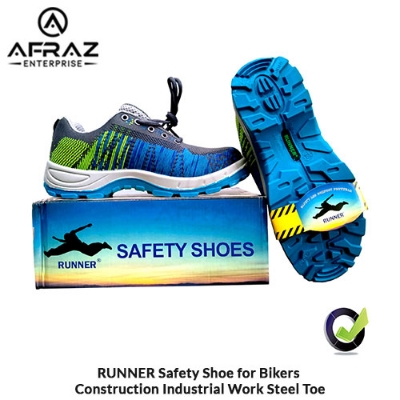 Picture of RUNNER Safety Shoe for Bikers Construction & Industrial Work Steel Toe - Blue
