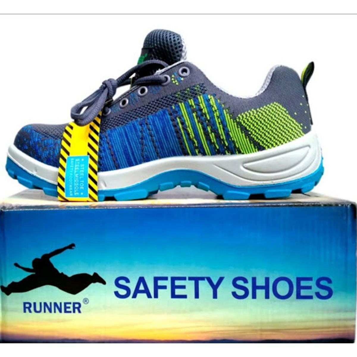 Picture of RUNNER Safety Shoe for Bikers Construction & Industrial Work Steel Toe - Blue