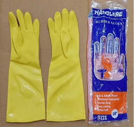 Picture of Safety Hand Gloves 18" inch Full Hand PVC Rubber Latex use for Resist Oil, Acids, Chemical, Gardening, Kitchen Works. pack of 1 pair. - Yellow