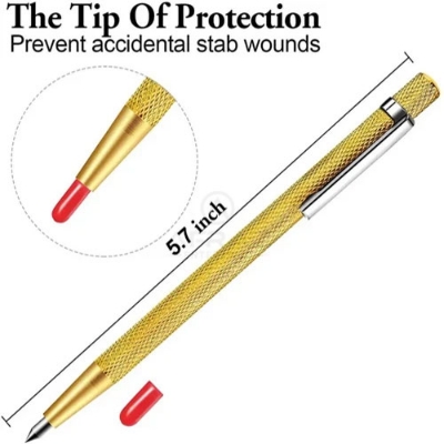 Picture of Glass Cutting Tool Diamond Glass Cutter Carbide Scriber Hard Metal Tile Machine Lettering Pen Engraver Glass Scriber - Yellow